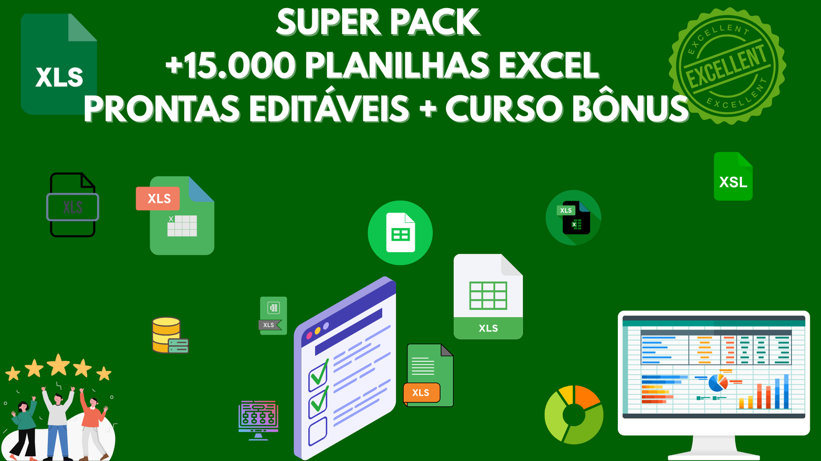 SUPER PACK +15.000 PLANILHAS EXCEL PRONTAS EDITÁVEIS + CURSO BÔNUS